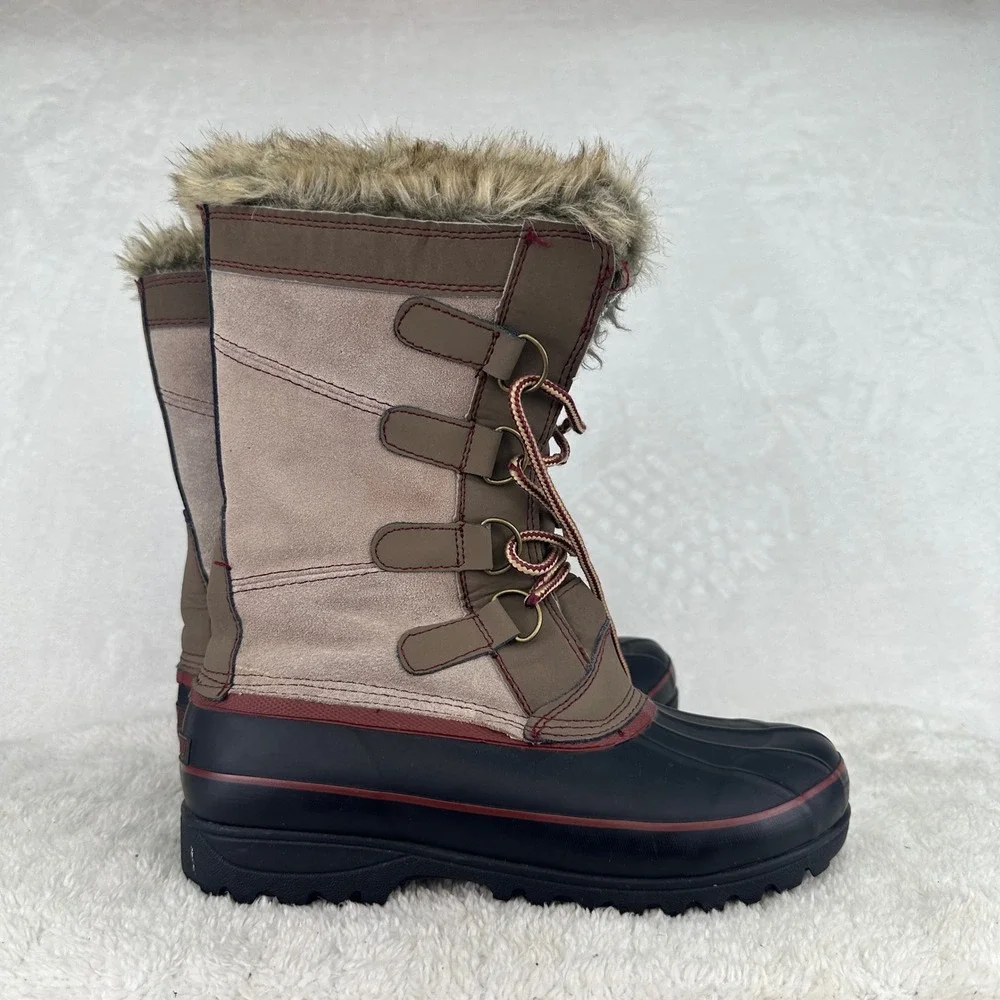 Khombu North Star  Snow Boots 9M Faux Fur Trim Lace Up Winter Weather Outdoors